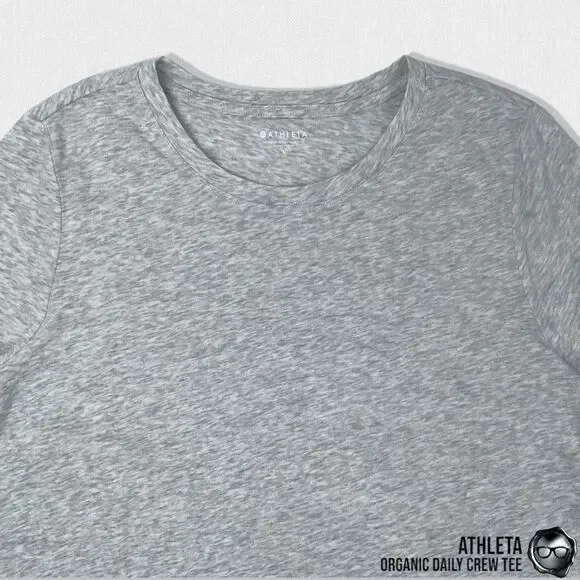 ATHLETA ORGANIC DAILY CREW TEE SHIRT GREY HEATHER COTTON T-SHIRT SIZE LARGE NEW - Picture 6 of 14